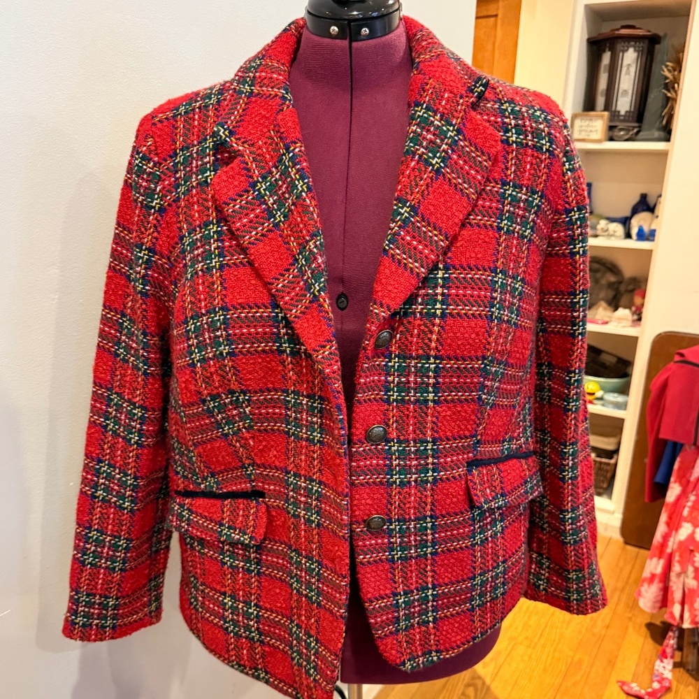Red Plaid Talbots Blazer